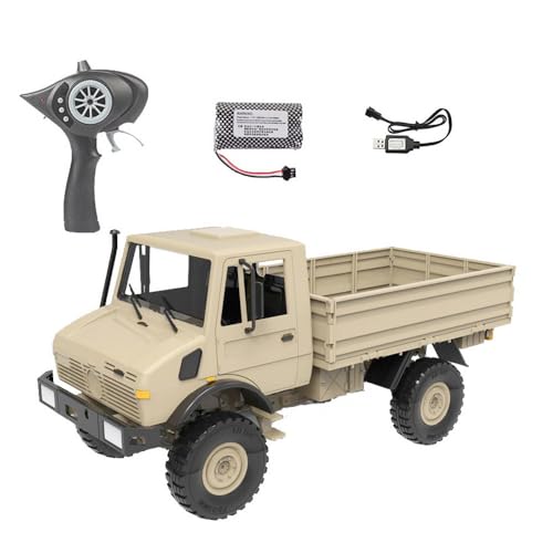 Ichlovdu RC LKW Truck Off-Road 1:12 Militär Truck 4WD Geländewagen Ferngesteuerter 2.4Ghz Jeep Army Crawler Spielzeug für Kinder Erwachsene Gashebel-Lenksteuerung Ladefläche (Khaki) von Ichlovdu