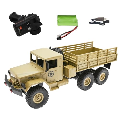 Ichlovdu RC Truck RTR 6WD Militär LKW WPL B-16 1:162.4GHz Off-Road Crawler Car Buggy Lastwagen Ferngesteuertes Militärfahrzeug (Khaki) von Ichlovdu