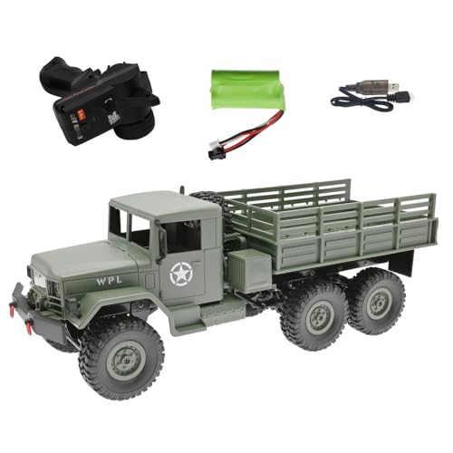 Ichlovdu RC Truck RTR 6WD Militär LKW WPL B-16 1:162.4GHz Off-Road Crawler Car Buggy Lastwagen Ferngesteuertes Militärfahrzeug (grün) von Ichlovdu
