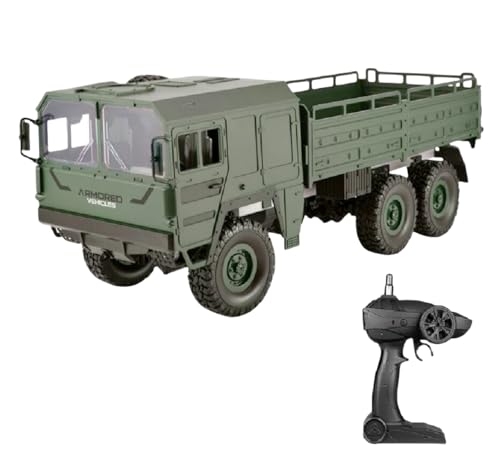 Ichlovdu RTR RC LKW Militär Army Truck Komplettbausatz Off Road Lastwagen 1:16 Q64 6WD 2,4G Fernbedienung Modell Simulation Transporter Grün Geschenke für Jungen und Männer von Ichlovdu