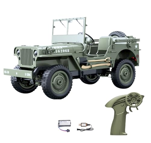 Ichlovdu Rock Crawler RTR 1/10 RC Auto Militär-LKW Offroad-Klettern LED-Licht 2,4G 4WD Metallrahmen Truck Fahrzeuge Modelle Spielzeug Armee (Armeegrün) von Ichlovdu