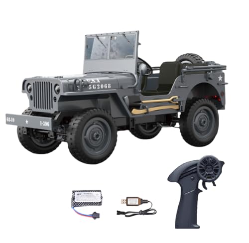 Ichlovdu Rock Crawler RTR 1/10 RC Auto Militär-LKW Offroad-Klettern LED-Licht 2,4G 4WD Metallrahmen Truck Fahrzeuge Modelle Spielzeug Armee (Grau) von Ichlovdu