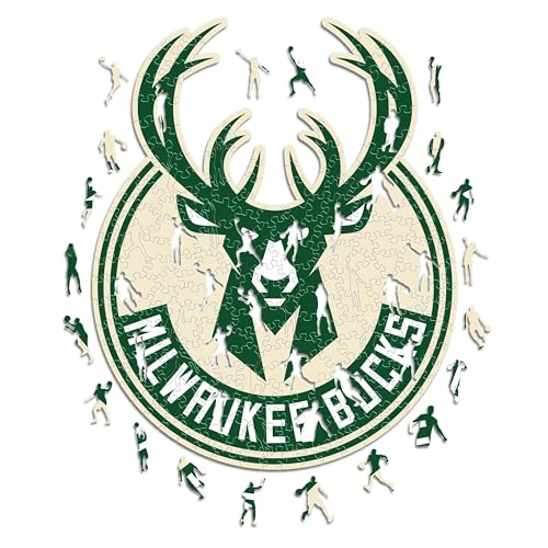 Iconic Puzzles - Milwaukee Bucks, Logo, Holzpuzzle, offiziell lizenziert von der NBA, 100% nachhaltig, Größe M, 270 Teile Iconic Puzzles - Milwaukee Bucks, Logo, Holzpuzzle, offiziell lizenziert von der NBA, 100% nachhaltig, Größe M, 270 Teile von Iconic Puzzles