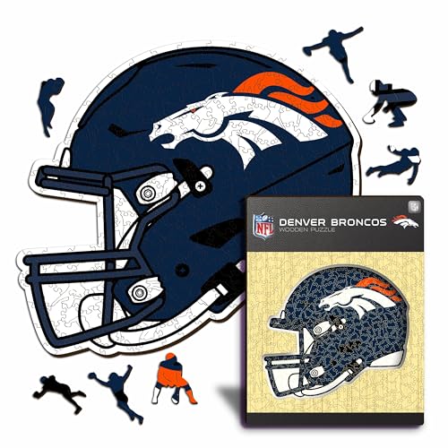 Iconic Puzzles - Denver Broncos Helm, Holzpuzzle mit offizieller NFL Lizenzierung, 100% nachhaltig, Geschenk für Erwachsene und Kinder, Größe M, 270 Stück von Iconic Puzzles