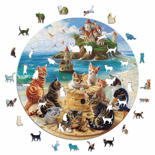 Iconic Puzzles - Kittens at The Seaside, Fantasy Animals, 100% nachhaltiges Holzpuzzle, Geschenke für Kinder und Erwachsene, Größe M, 350 Teile Iconic Puzzles - Kittens at The Seaside, Fantasy Animals, 100% nachhaltiges Holzpuzzle, Geschenke für Kinder und Erwachsene, Größe M, 350 Teile von Iconic Puzzles
