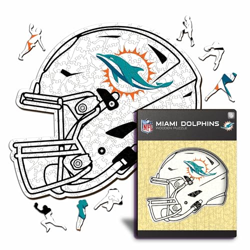 Iconic Puzzles - Miami Dolphins Helm, Holzpuzzle mit offizieller NFL Lizenzierung, 100% nachhaltig, Geschenk für Erwachsene und Kinder, Größe M, 270 Stück von Iconic Puzzles