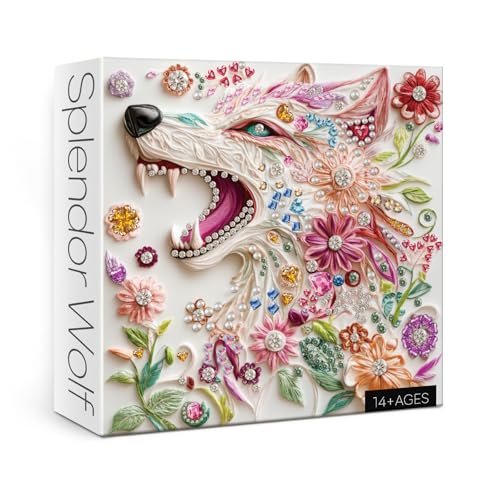 3D-Kristall-Wolf-Puzzles für Erwachsene, 1000 Teile, Bunte Juwelentiere, schöne Diamant-Blume, Fantasie-Puzzle von IdeaBazar