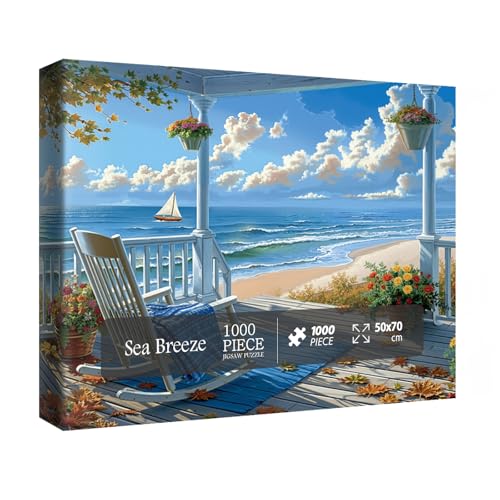 Bunte Strand-Ozean-Kunst-Puzzles für Erwachsene, 1000 Teile, Natur, anspruchsvolle Blumenlandschaft, Segelboot, Puzzle, schönes malerisches hübsches blaues Puzzle Bunte Strand-Ozean-Kunst-Puzzles für Erwachsene, 1000 Teile, Natur, anspruchsvolle Blumenlandschaft, Segelboot, Puzzle, schönes malerisches hübsches blaues Puzzle von IdeaBazar