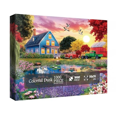 Buntes Seehaus-Puzzles für Erwachsene, 1000 Teile, schöne Sonnenuntergang-Blume, Baum, Landschaft, Szenen-Puzzle, lustiges Vogel-Puzzle, Enten-Puzzle Buntes Seehaus-Puzzles für Erwachsene, 1000 Teile, schöne Sonnenuntergang-Blume, Baum, Landschaft, Szenen-Puzzle, lustiges Vogel-Puzzle, Enten-Puzzle von IdeaBazar
