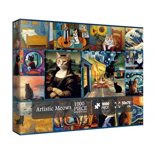 CAT Puzzles für Erwachsene, 1000 Teile, Kätzchentier-Puzzle, klassische Künstler, Katzenpuzzles für Erwachsene, lustig CAT Puzzles für Erwachsene, 1000 Teile, Kätzchentier-Puzzle, klassische Künstler, Katzenpuzzles für Erwachsene, lustig von IdeaBazar