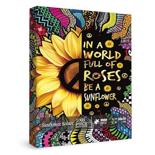 Sonnenblume inspirierende Puzzles für Erwachsene, 1000 Teile, Regenbogen-Mandala, buntes Blumen-Puzzle, motivierendes Zitat-Puzzle für Familienspiel Sonnenblume inspirierende Puzzles für Erwachsene, 1000 Teile, Regenbogen-Mandala, buntes Blumen-Puzzle, motivierendes Zitat-Puzzle für Familienspiel von IdeaBazar
