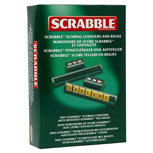 Ideal Scrabble: Set mit 2 klassischen Punktezählern und geformten Fliesenregalen, Klassische Spiele, Wortspiele, für 2–4 Spieler, ab 10 Jahren von IDEAL
