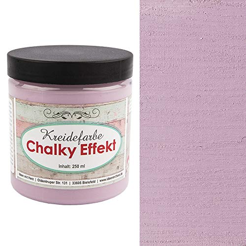 Ideen mit Herz Chalky Effekt Kreidefarbe, 250ml | hochdeckend | ultramatt | auf Wasser-Basis | Kreide-Farbe für Shabby-Chic & Vintage-Effekt (flieder) von Ideen mit Herz