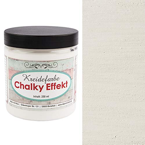 Ideen mit Herz Chalky Effekt Kreidefarbe, 250ml | hochdeckend | ultramatt | auf Wasser-Basis | Kreide-Farbe für Shabby-Chic & Vintage-Effekt (antikweiß) von Ideen mit Herz