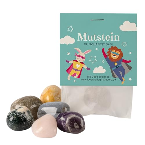 10x 'Mutstein' Glückssteine für Kinder / Glücksbringer als Mitgebsel Kindergeburtstag / Mutmacher / Geburtstag Kleinigkeit von Ideenverlag HAMBURG