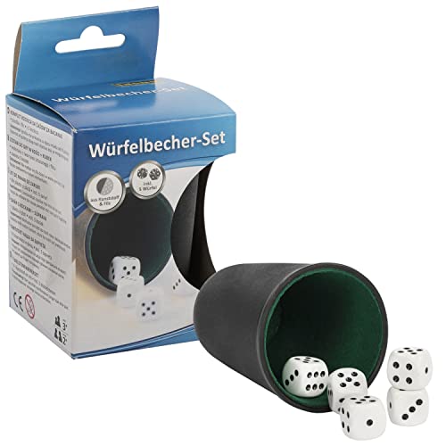 Idena 10002233 - Würfelbecher aus Kunststoff und Filz, inklusive 5 Würfel von Idena