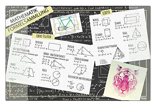 Idena 10451 - Schreibtischunterlage mit zwei Einstecktaschen, Formelsammlung, ca. 58,5 x 38,5 cm groß, praktisches Zubehör für Kinder-, Jugend- und Arbeitszimmer von Idena