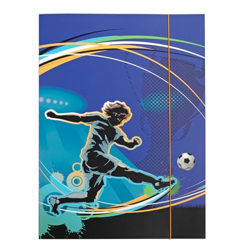 Idena 11189 - Sammelmappe A3 mit Fußball-Motiv, Dokumentenmappe aus robuster Pappe, Postmappe mit Innenklappen und Gummizugverschluss Idena 11189 - Sammelmappe A3 mit Fußball-Motiv, Dokumentenmappe aus robuster Pappe, Postmappe mit Innenklappen und Gummizugverschluss von Idena