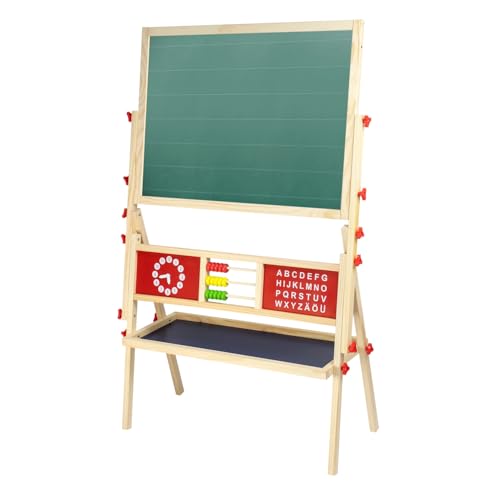 Idena 20177 - Magnetstandtafel für Kinder, 2-seitig mit Ablage, Abacus und Uhr, Kreidetafel und Magnettafel aus FSC Holz, ca. 76 x 38 x 118 cm Idena 20177 - Magnetstandtafel für Kinder, 2-seitig mit Ablage, Abacus und Uhr, Kreidetafel und Magnettafel aus FSC Holz, ca. 76 x 38 x 118 cm von Idena