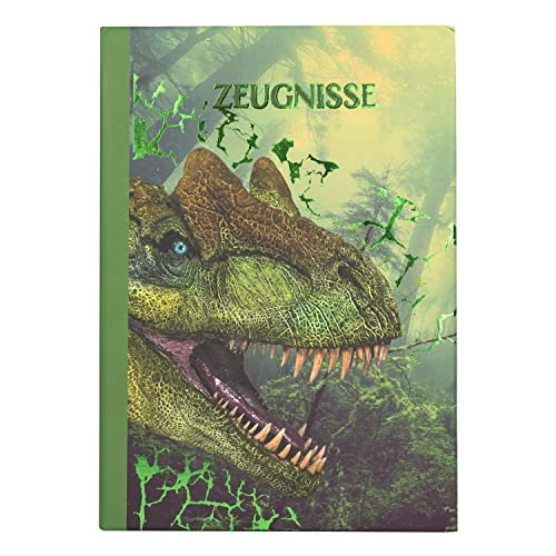 Idena 20131 - Zeugnismappe im Dinosaurier Design, mit 12 Hüllen für DIN A4 Format von Idena