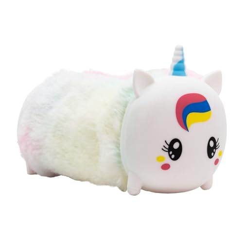 Idena 20217 - Schlamperetui Fluffy Einhorn mit Reißverschluss, ca. 22 x 8 x 8 cm großes Federmäppchen in Weiß von Idena