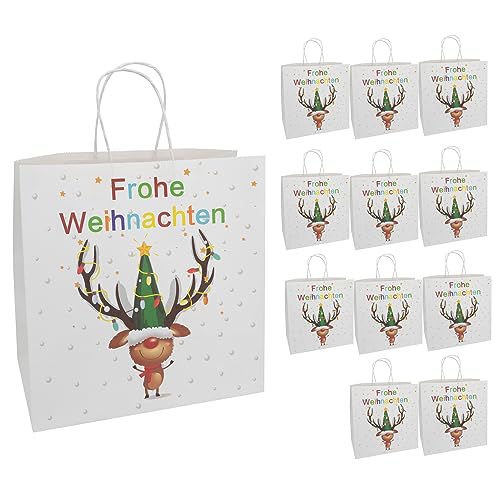 Idena 30360-12 - Geschenktüten Frohe Weihnachten mit Elch, 12 Stück, 28 x 28 x 15 cm, Papiertüten, Geschenktaschen, Weihnachtstüten Idena 30360-12 - Geschenktüten Frohe Weihnachten mit Elch, 12 Stück, 28 x 28 x 15 cm, Papiertüten, Geschenktaschen, Weihnachtstüten von Idena