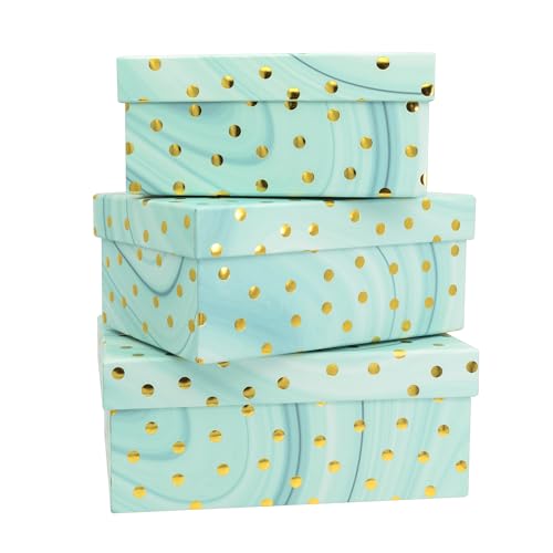 Idena 30372 - Geschenkbox mit Deckel, 3 Stück in verschiedenen Größen, Geschenkschachteln in Mint-Grün mit goldenen Punkten Idena 30372 - Geschenkbox mit Deckel, 3 Stück in verschiedenen Größen, Geschenkschachteln in Mint-Grün mit goldenen Punkten von Idena