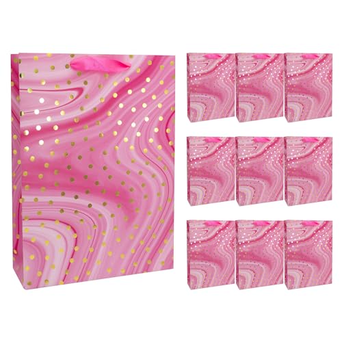 Idena 30378-10 - Geschenktüten Dot, 10 Stück, Geschenktaschen in der Größe 25 x 8 x 34,5 cm, Papiertüten in Pink mit goldenen Punkten Idena 30378-10 - Geschenktüten Dot, 10 Stück, Geschenktaschen in der Größe 25 x 8 x 34,5 cm, Papiertüten in Pink mit goldenen Punkten von Idena