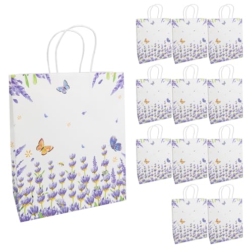 Idena 30401-12 - Geschenktüten, 12 Stück, Geschenktaschen in der Größe 18 x 10 x 27 cm, Papiertüten mit lila Blumen und Schmetterlingen Idena 30401-12 - Geschenktüten, 12 Stück, Geschenktaschen in der Größe 18 x 10 x 27 cm, Papiertüten mit lila Blumen und Schmetterlingen von Idena