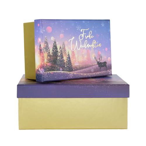 Idena 30494 - Geschenkbox mit Deckel, 2 Stück in den Größen 19 x 8 x 13 und 23 x 9 x 15 cm, Schachtel Frohe Weihnachten in Gold und Lila Idena 30494 - Geschenkbox mit Deckel, 2 Stück in den Größen 19 x 8 x 13 und 23 x 9 x 15 cm, Schachtel Frohe Weihnachten in Gold und Lila von Idena