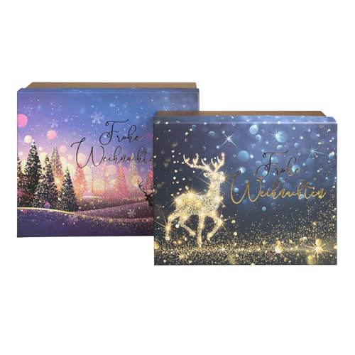 Idena 30498 - Geschenkbox mit Deckel, 2 Stück in den Größen 31 x 24 cm und 34 x 27 cm, Schachtel in Schwarz und Gold Idena 30498 - Geschenkbox mit Deckel, 2 Stück in den Größen 31 x 24 cm und 34 x 27 cm, Schachtel in Schwarz und Gold von Idena