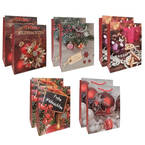 Idena 30517 -10 - Geschenktüten Weihnachten, 10 Stück, Geschenktaschen in der Größe 18 x 23 x 8 cm, Papiertüten in 5 weihnachtlichen Motiven Idena 30517 -10 - Geschenktüten Weihnachten, 10 Stück, Geschenktaschen in der Größe 18 x 23 x 8 cm, Papiertüten in 5 weihnachtlichen Motiven von Idena