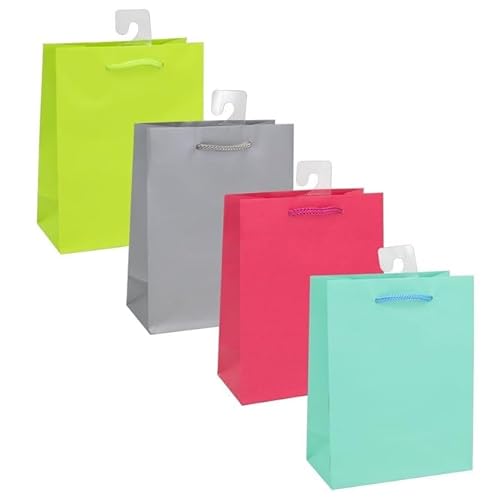 Idena 31843 - Geschenktasche, Größe 23 x 18 x 8 cm, 4 Farben sortiert (keine Auswahl möglich), Geschenkverpackung, Tragetasche, Geschenktüte von Idena