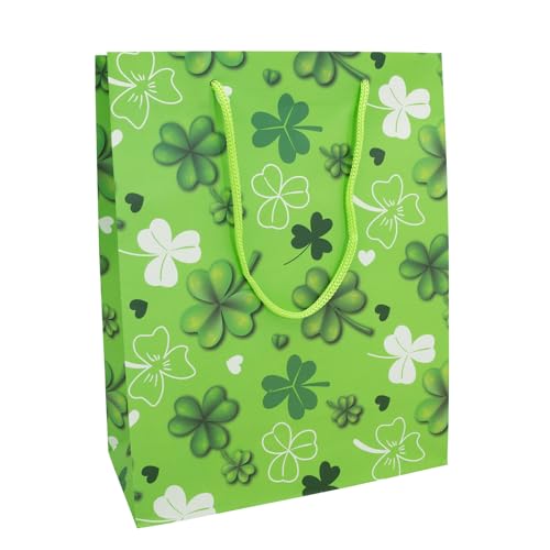 Idena 31847 - Lacktasche Glücksklee, Größe 23 x 18 x 8 cm, Kleeblätter, Geschenktasche, Geschenk, Verpackung von Idena