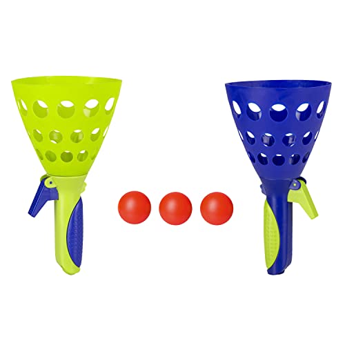 Idena 40006 Fangballspiel XXL mit 2 Fangbechern, inklusive 3 Bällen, Ballspiel für Garten, Park oder Strand, blau gelb von Idena
