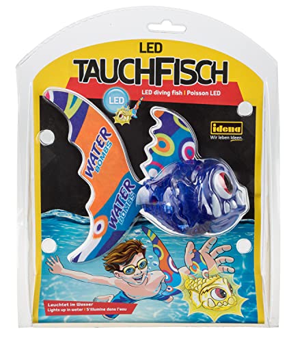 Idena 40008 - LED Tauchfisch mit Leuchtfunktion, blau, farbenfroher Badespaß für kleine und große Wasserratten von Idena