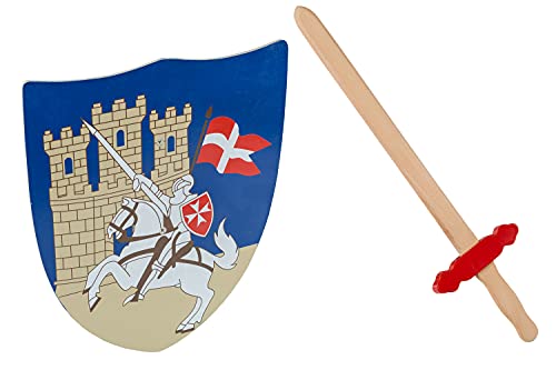 Idena 40032 - Kreuzritter Spielset für Kinder, Schutzschild und Schwert aus Holz, Ritter Kostüm Zubehör für Karneval, Fasching und Mottopartys Idena 40032 - Kreuzritter Spielset für Kinder, Schutzschild und Schwert aus Holz, Ritter Kostüm Zubehör für Karneval, Fasching und Mottopartys von Idena