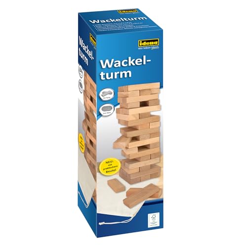 Idena 40087 - Wackelturm Spiel aus Holz, Geschicklichkeitsspiel mit 54 Bausteinen und Aufbewahrungsbeutel, ca. 8 x 8 x 26 cm großer Stapelturm Idena 40087 - Wackelturm Spiel aus Holz, Geschicklichkeitsspiel mit 54 Bausteinen und Aufbewahrungsbeutel, ca. 8 x 8 x 26 cm großer Stapelturm von Idena