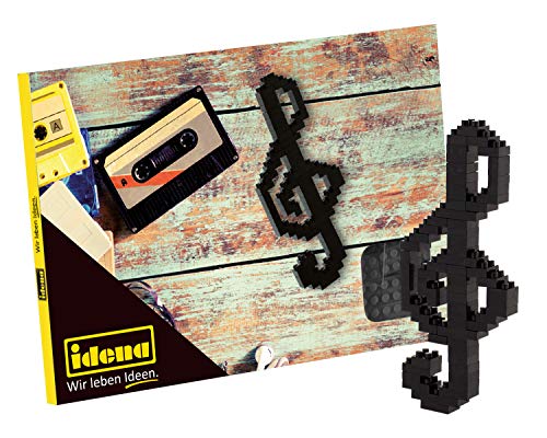 Idena 40143 - Postkarte Notenschlüssel mit einem 3D Modellbauset mit 70 Original Brixies Minibausteinen, Schwierigkeitsgrad 1, Grußkarte oder Mitbringsel für Kinder und Erwachsene von Idena
