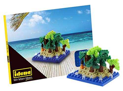 Idena 40144 - Postkarte Happy Holiday mit einem 3D Modellbauset mit 95 Original Brixies Minibausteinen, Schwierigkeitsgrad 1, Grußkarte oder Mitbringsel für Kinder und Erwachsene von Idena
