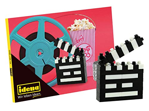 Idena 40146 - Postkarte Filmklappe mit einem 3D Modellbauset mit 39 Original Brixies Minibausteinen, Schwierigkeitsgrad 1, Grußkarte oder Mitbringsel für Kinder und Erwachsene von Idena