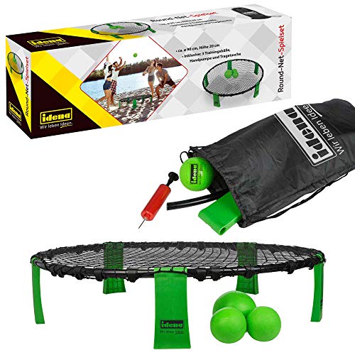 Idena 40182 - Roundnet-Spielset in praktischer Transporttasche, mit Zubehör und Regelheft, grün-schwarz, lebhaftes, actionreiches Trendsportspiel für alle Altersstufen für drinnen und draußen von Idena