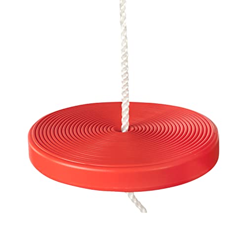 Idena 40196 - Tellerschaukel aus Kunststoff in rot, für Kinder ab 3 Jahren, mit verstellbarem Halteseil und Stahlringen, Tragkraft bis 50 kg, für unbeschwerten Schaukelspaß von Idena