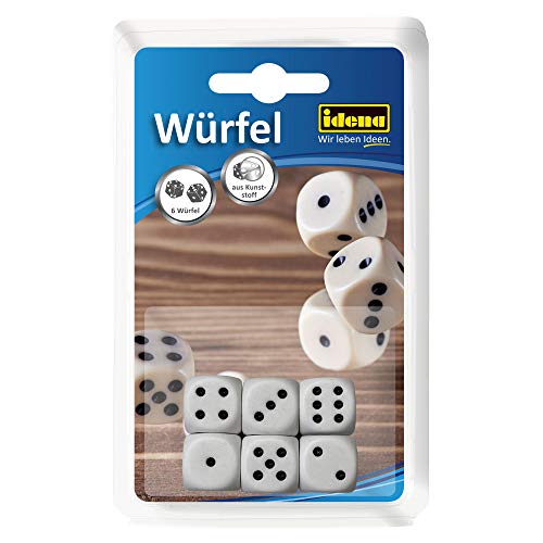 Idena 40211 - Würfelset mit 6 Augenwürfeln, aus stabilem Kunststoff, weiß, Kantenlänge ca. 1,6 cm, für Spieleabende mit Freunden und Familie Idena 40211 - Würfelset mit 6 Augenwürfeln, aus stabilem Kunststoff, weiß, Kantenlänge ca. 1,6 cm, für Spieleabende mit Freunden und Familie von Idena