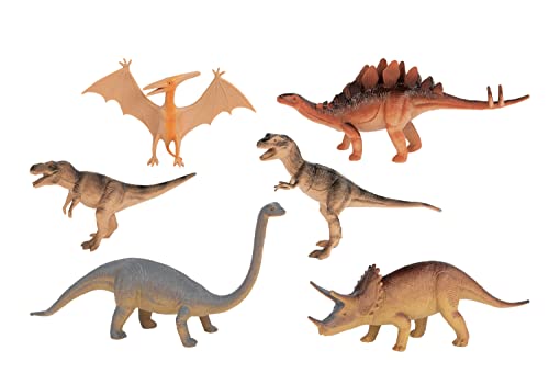 Idena 40221 - Spielfiguren Set mit 6 ca. 15 cm großen Dinosauriern, Kinder-Spielzeug ab 3 Jahre für Spielspaß in der Badewanne, dem Sandkasten und Kinderzimmer von Idena