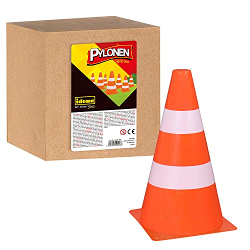 Idena 40223 - Pylonen, 10 Stück, 13,5 x 24 cm, Kegel aus Kunststoff, stapelbar, Verkehrshütchen für Sport, Freizeit, Slalom uvm, Orange-weiß Idena 40223 - Pylonen, 10 Stück, 13,5 x 24 cm, Kegel aus Kunststoff, stapelbar, Verkehrshütchen für Sport, Freizeit, Slalom uvm, Orange-weiß von Idena