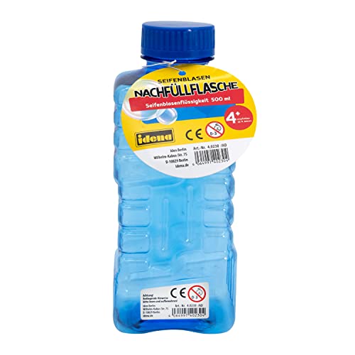 Idena 40230 - Seifenblasen Nachfüllflasche, 500 ml Seifenblasenflüssigkeit, für Kinder ab 4 Jahren von Idena