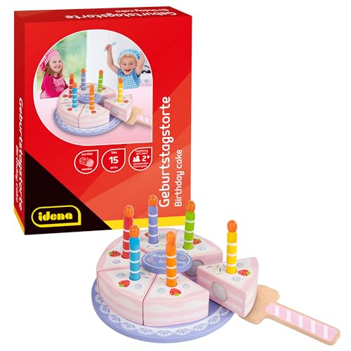 Idena 40262 - Geburtstagstorte aus Holz, Geburtstagskuchen für Spielküche und Kaufmannsladen, für Kinder ab 2 Jahre, ca. 15 x 15 x 8,5 cm groß Idena 40262 - Geburtstagstorte aus Holz, Geburtstagskuchen für Spielküche und Kaufmannsladen, für Kinder ab 2 Jahre, ca. 15 x 15 x 8,5 cm groß von Idena