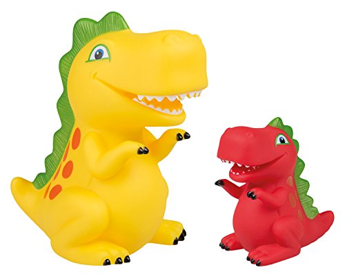 Idena 40316 - Badetiere im Beutel, 2 Dinos Mutter und Kind, Badewannenspielzeug für Kinder und Babys, gelb und rot von Idena