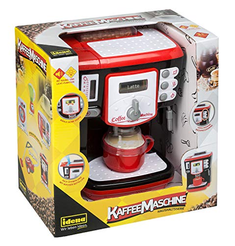 Idena 40453 - Kaffeemaschine für Kinder mit Licht- und Toneffekten, Küchengerät mit verschiedenen Zubereitungsprogrammen, Spielzeug zum Erlernen praktischer Fertigkeiten von Idena